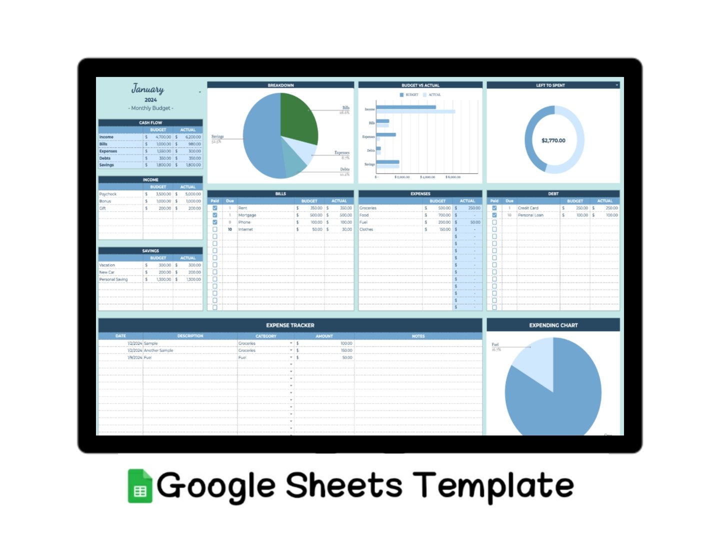 Monthly Budget Google Sheets Template